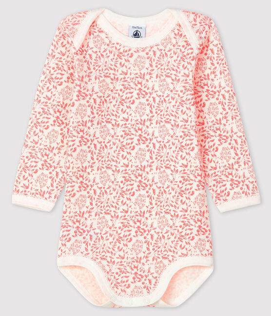 Body manica lunga bebè femmina bianco MARSHMALLOW/rosa GRETEL