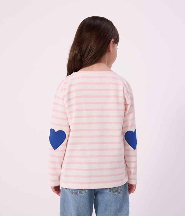 Marini&egrave;re in cotone a righe bambino rosa/rosa