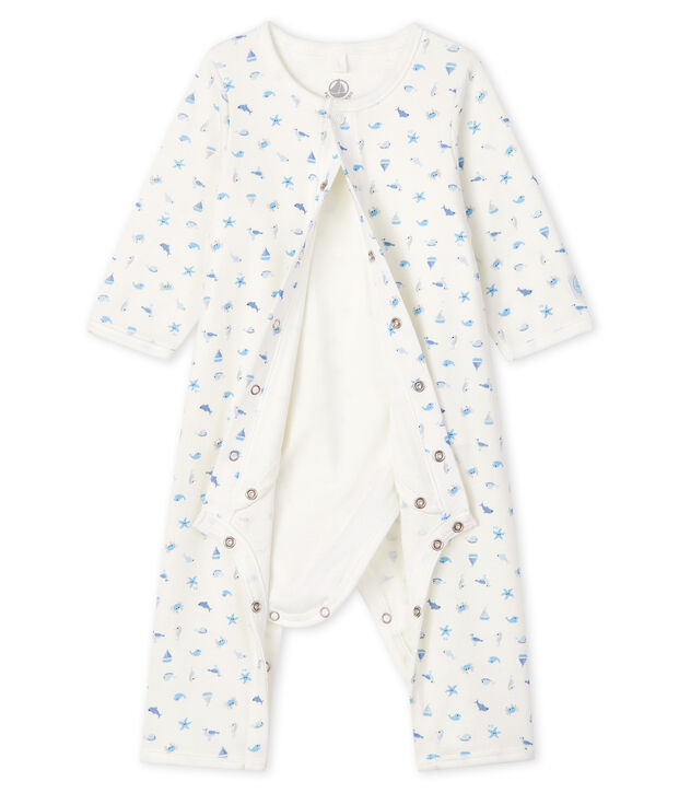 Bodyjama senza piedi beb&egrave; a costine bianco/multicolore