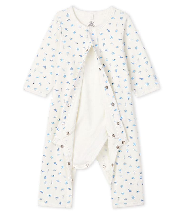 Bodyjama senza piedi beb&egrave; a costine bianco/multicolore