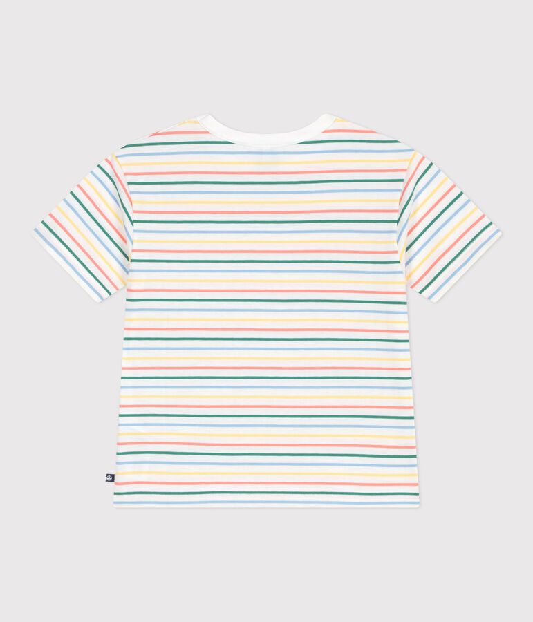 T-shirt a maniche corte in cotone a righe bambino bianco/multicolore