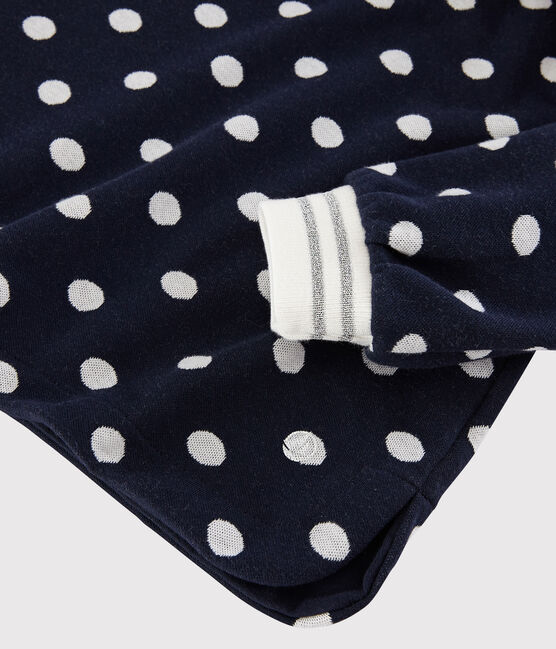 Abito maniche lunghe bambina blu SMOKING/bianco MARSHMALLOW