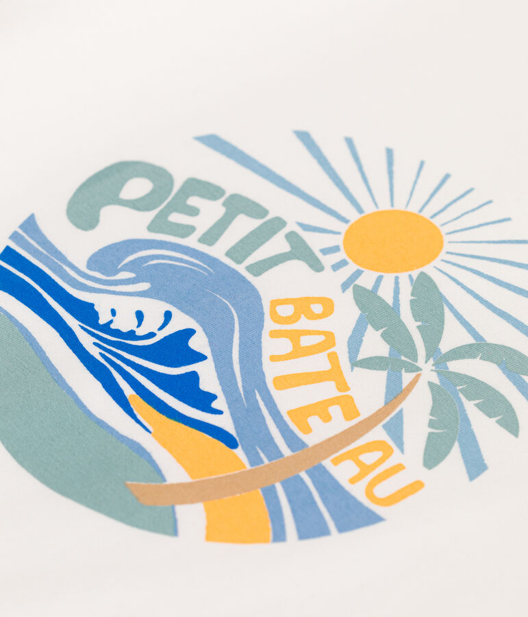 T-shirt a maniche corte in cotone con stampa bambino bianco