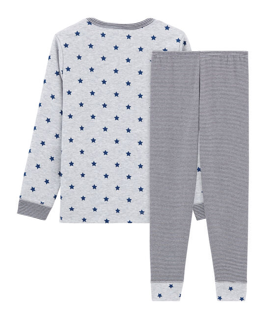 Pigiama bambino a costine grigio POUSSIERE/bianco MULTICO