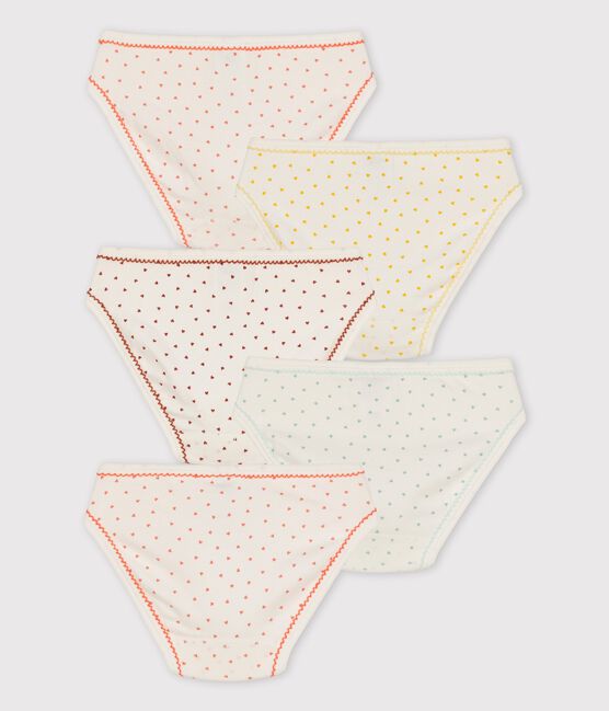 Confezione da 5 slip a cuoricini bambina in cotone variante 1