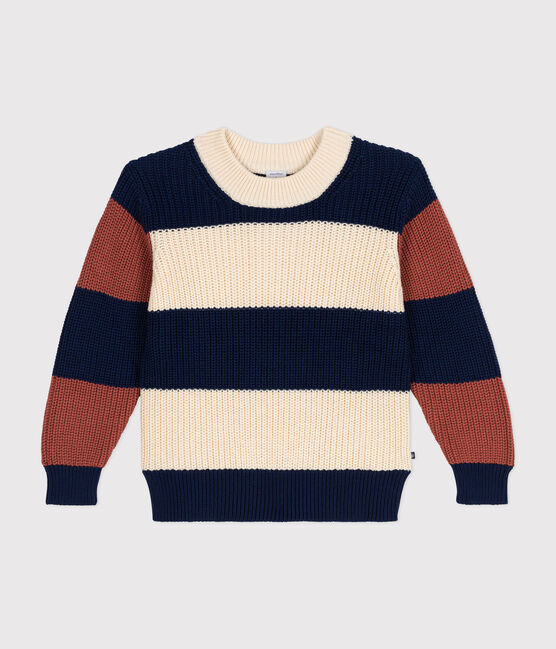 Pullover rigato in cotone bambino bianco AVALANCHE/ MULTICO