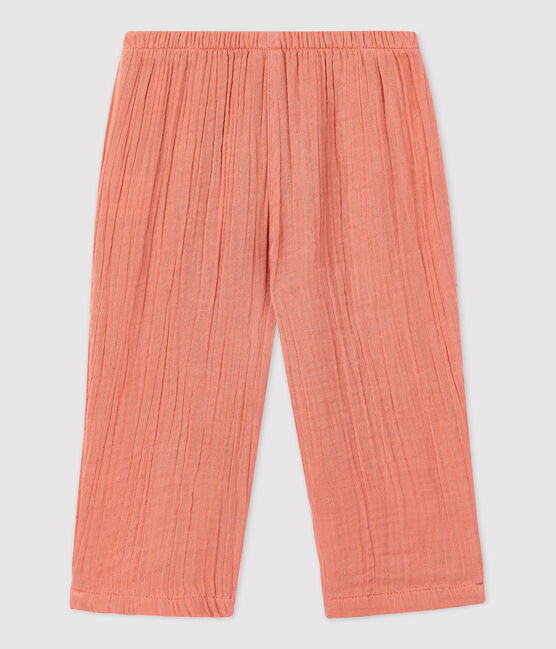 Pantaloni bebè in garza di cotone biologico rosa PAPAYE