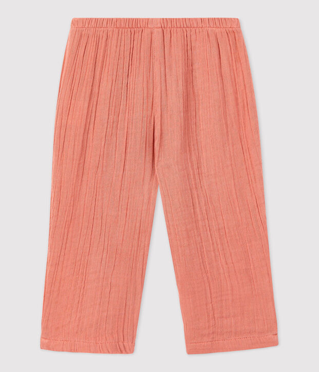 Pantaloni beb&egrave; in garza di cotone biologico rosa