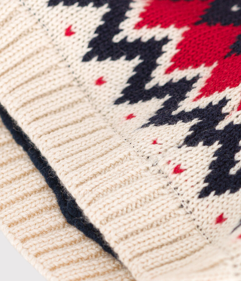 Cuffietta in lana jacquard neonato bianco AVALANCHE/ MULTICO