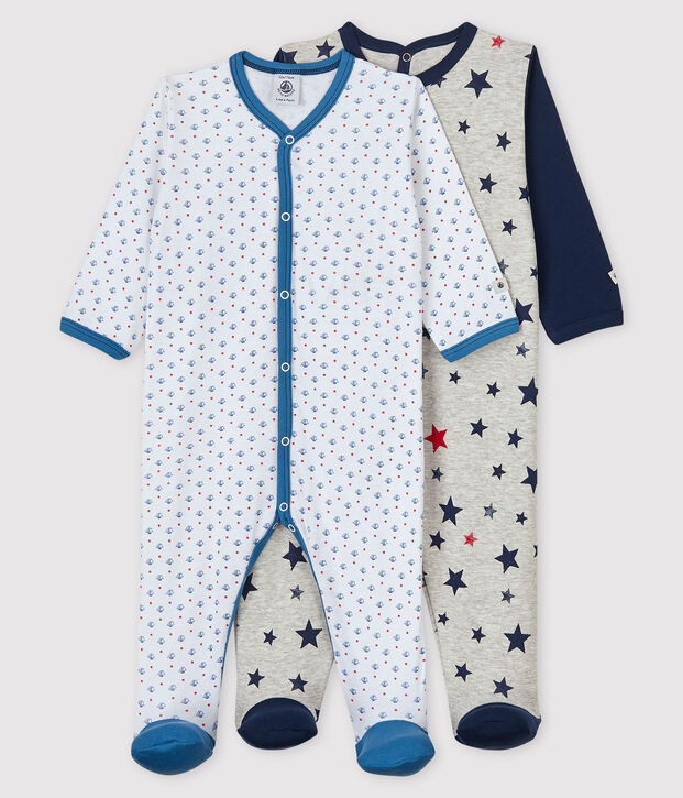 Set di 2 tutine pigiama neonato a costine multicolore