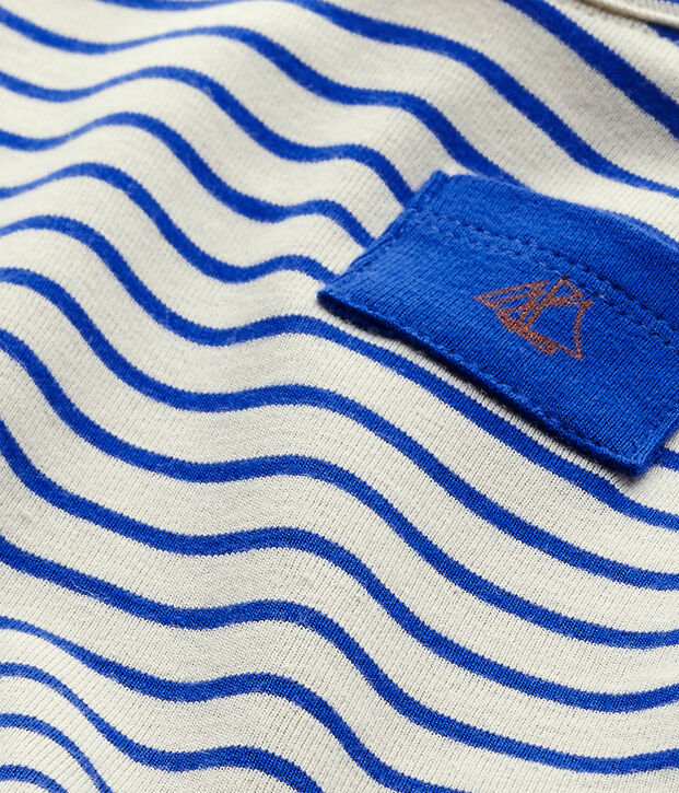 T-shirt beb&eacute; bambino a maniche corte rigata beige/blu