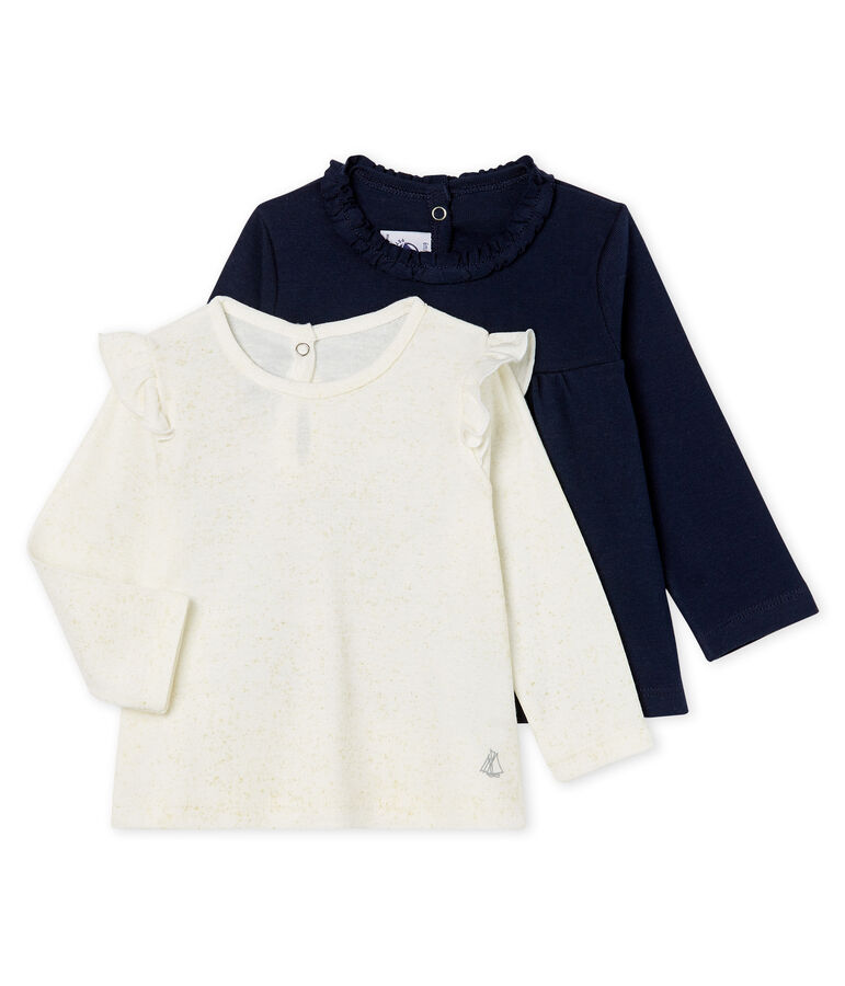 Confezione da 2 t-shirt a manica lunga beb&egrave; femmina multicolore