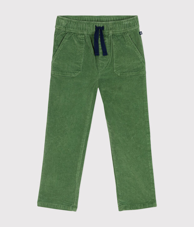 Pantaloni dalla linea dritta in velluto bambino verde