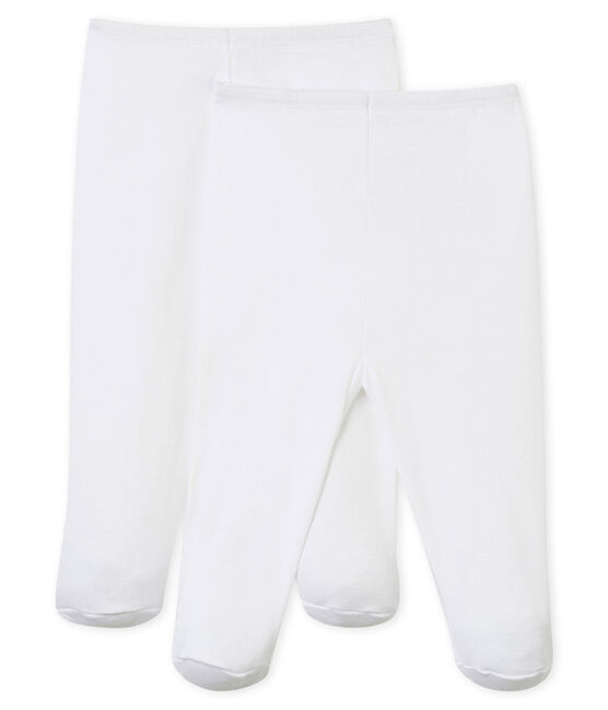 Confezione da 2 pantaloni con i piedi bebè bianco ECUME