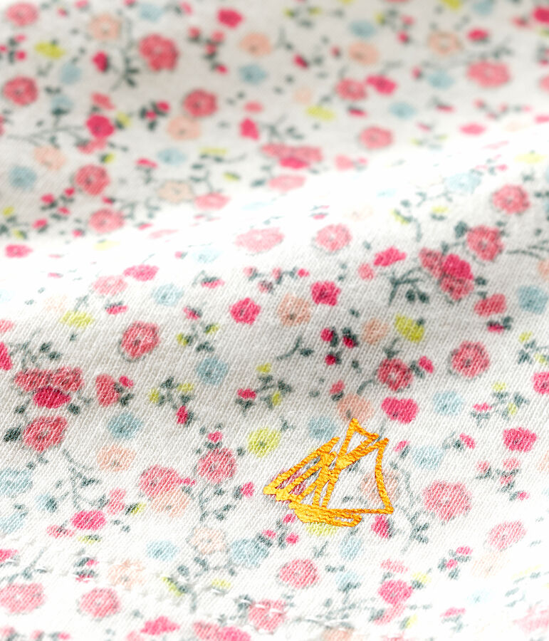 Blusa manica corta beb&egrave; femmina in fantasia. bianco/multicolore