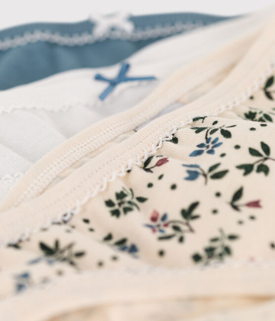 Confezione da 3 slip a fiori in cotone bambina variante 2