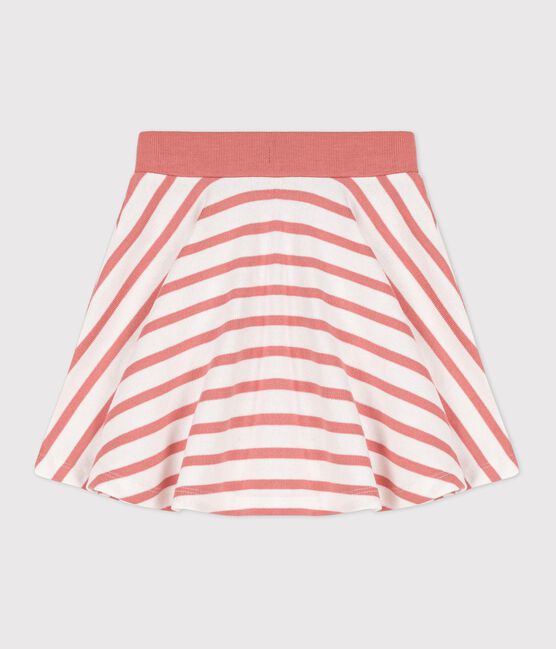 Gonna in cotone a righe bambina bianco MARSHMALLOW/ PAPAYE