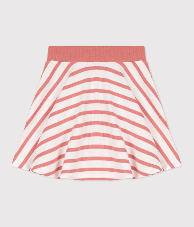 Gonna in cotone a righe bambina bianco/rosa