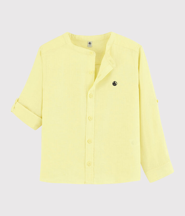 Camicia a manica rimboccabile in lino bambino giallo CITRONEL