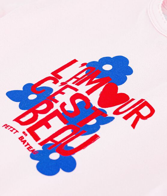 T-shirt a maniche corte in cotone con motivo neonato rosa BARELY
