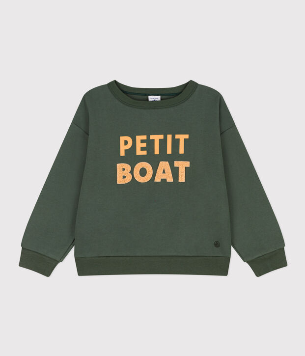 Felpa in molleton stampato bambino unisex verde