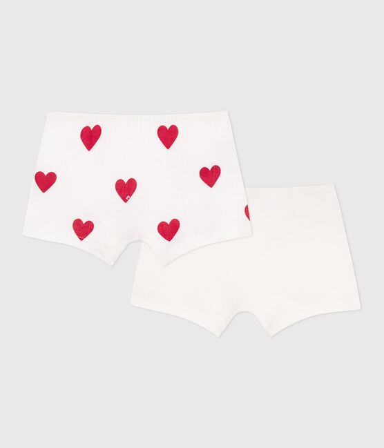 Set da 2 shorty in cotone con stampa a cuori bambino variante 1