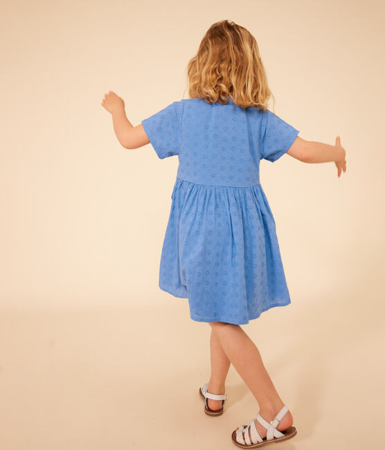 Abito a manica corta bambina in pizzo Sangallo blu GAULOISE