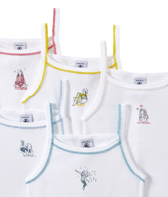 Lotto di 5 canotte per bambina stampate bianco LOT