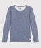T-shirt in lana e cotone a righe Donna blu SMOKING/bianco MARSHMALLOW