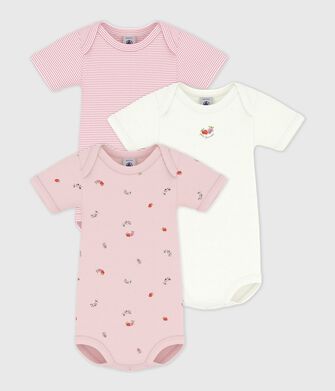 Set di body a maniche corte in cotone con stampa a fiori neonata