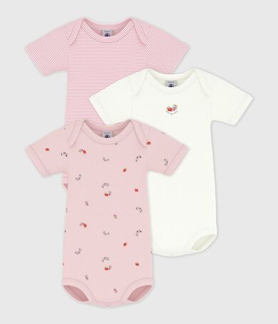Set di body a maniche corte in cotone con stampa a fiori neonata