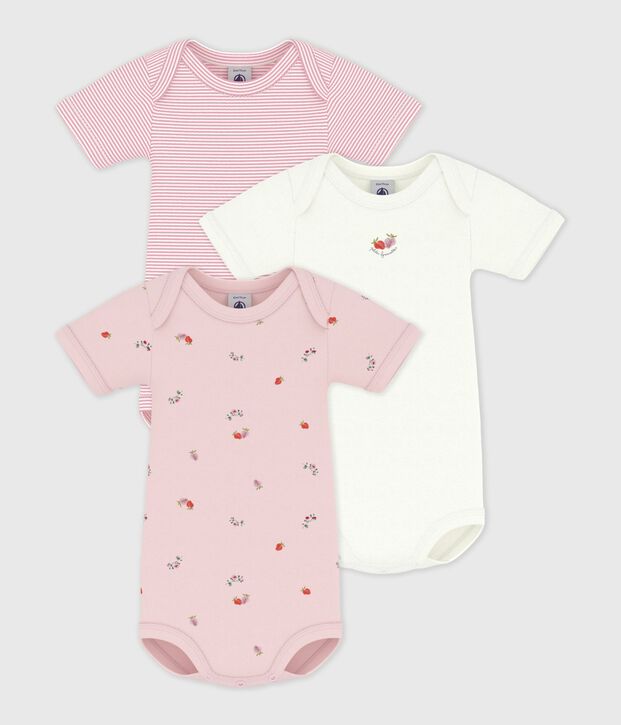 Set di body a maniche corte in cotone con stampa a fiori neonata multicolore