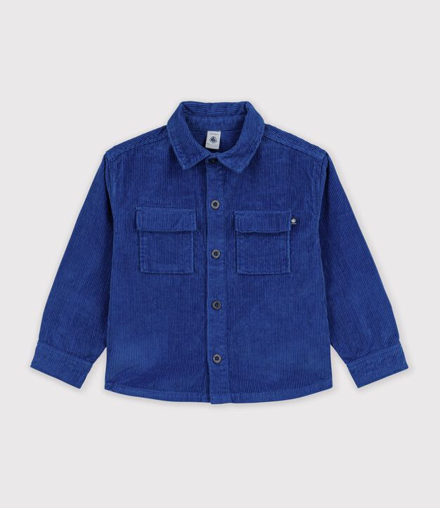 Camicia in velluto tinta unita bambino blu