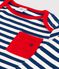 T-shirt bebè a maniche lunghe in jersey a righe blu MEDIEVAL/bianco MARSHMALLOW