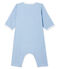 Bodyjama senza piedi bebè femmina a costine blu ACIER/bianco MARSHMALLOW