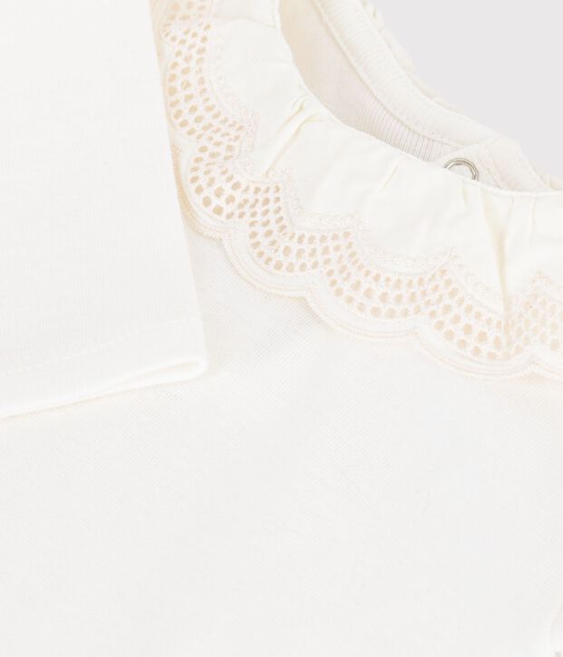 Body con colletto in cotone tinta unita neonata bianco