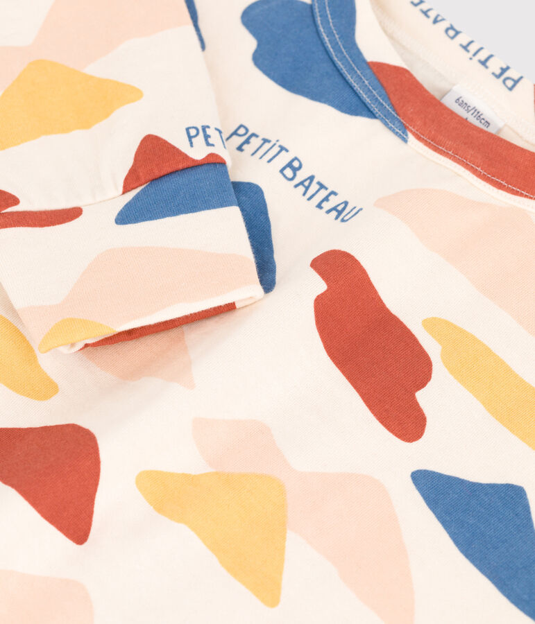 Felpa in tubique stampato bambina / bambino ecru/multicolore