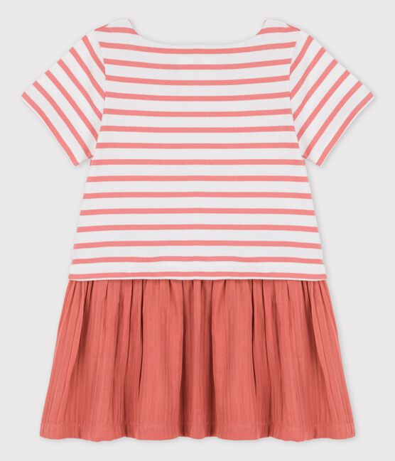 Abito in jersey e garza di cotone bio bambina bianco MARSHMALLOW/ PAPAYE