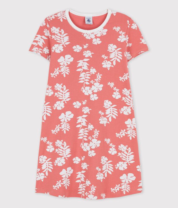 Camicia da notte Hawaii bambina in cotone rosa/bianco