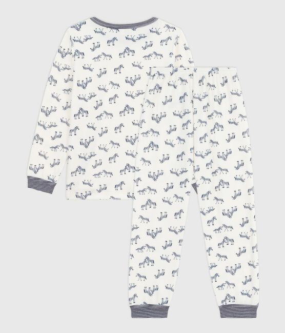 Pigiama in ciniglia con zebre stampate bambino blu MILK/ SOIR