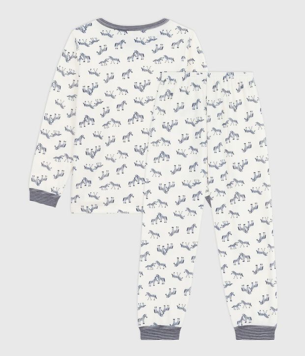Pigiama in ciniglia con zebre stampate bambino blu/blu