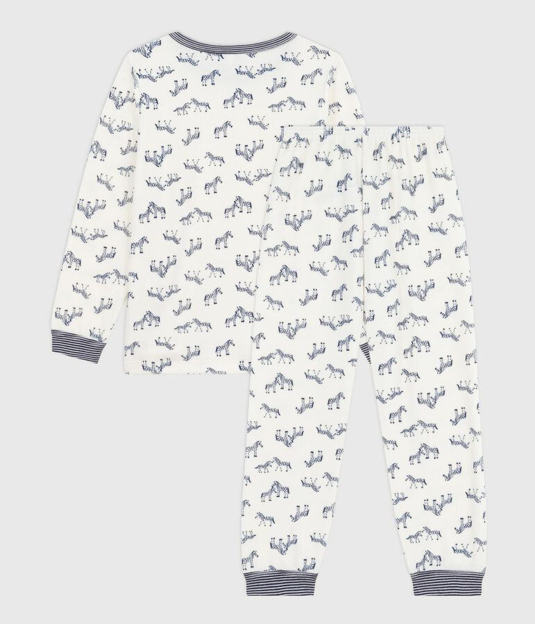 Pigiama in ciniglia con zebre stampate bambino blu/blu
