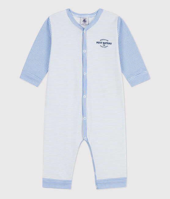 Tutina pigiama senza piedi in cotone millerighe GOMME/ MARSHMALLOW