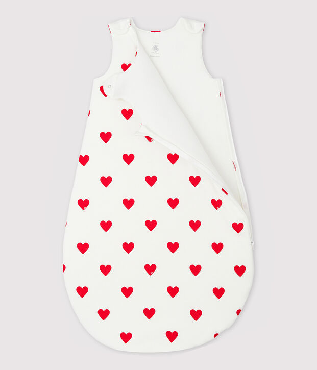 Sacco nanna neonato in cotone a cuori TOG 2 bianco/rosso