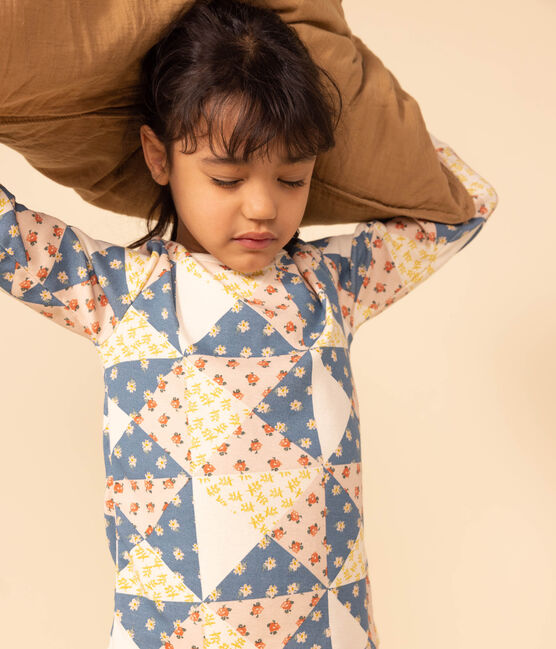 Pigiama patchwork bambina in cotone bianco AVALANCHE/ MULTICO