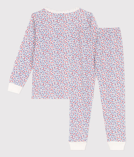 Pigiama a fiori in cotone bambina  bianco MARSHMALLOW/bianco MULTICO