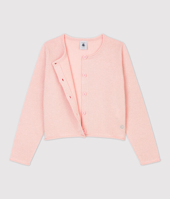 Cardigan bambina in cotone rosa MINOIS/ ARGENT