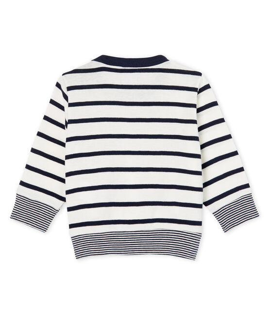 T-shirt a manica lunga bebè maschio a righe marinare bianco MARSHMALLOW/blu SMOKING CN