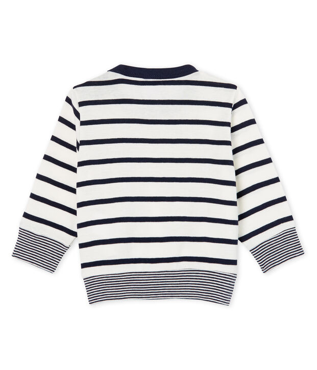 T-shirt a manica lunga beb&egrave; maschio a righe marinare bianco/blu