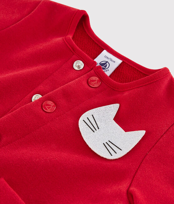 Cardigan bebè femmina in molleton rosso TERKUIT